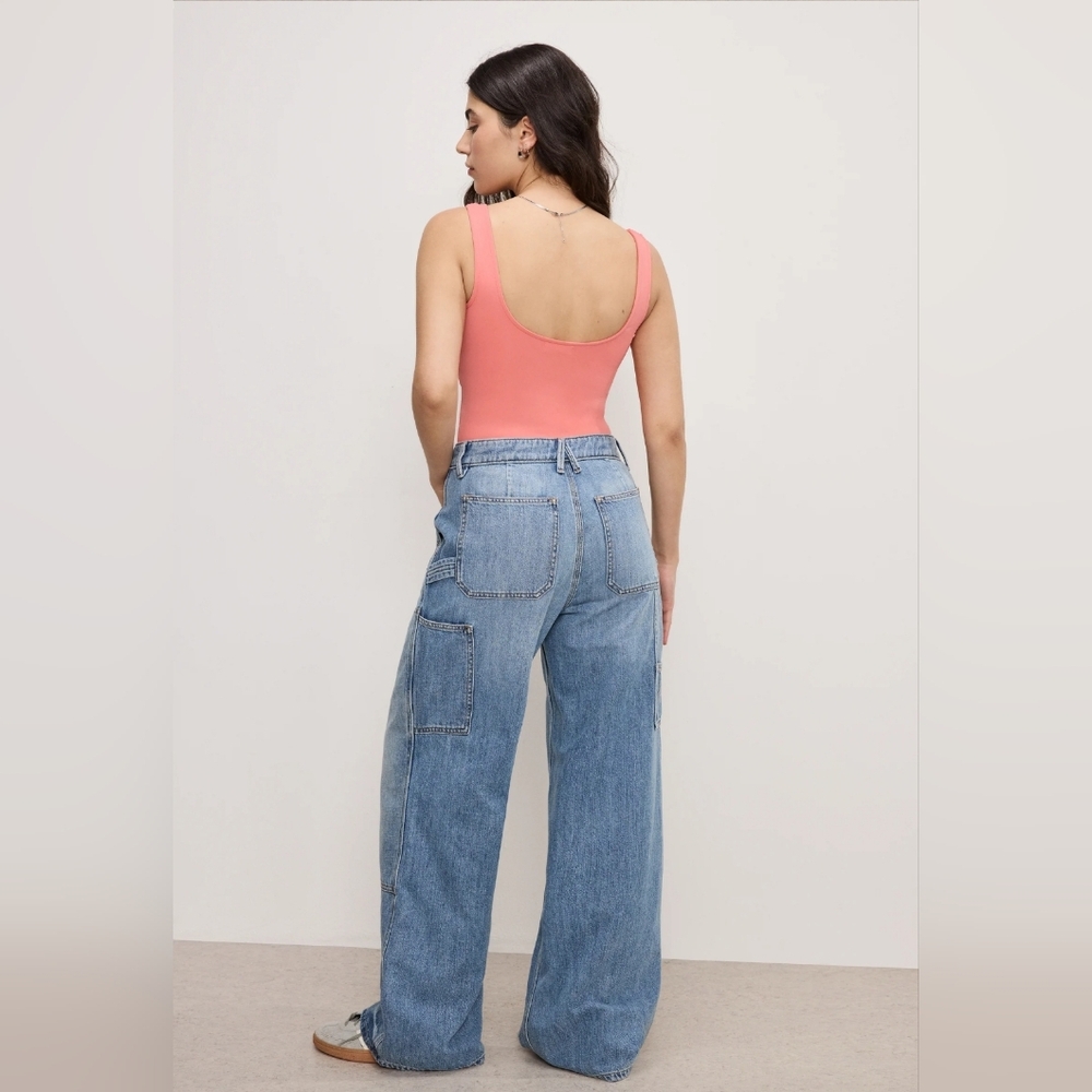 NWT Good AMERICAN Standard Ease Carpenter Jeans - Indigo879 - Picture 4 of 10